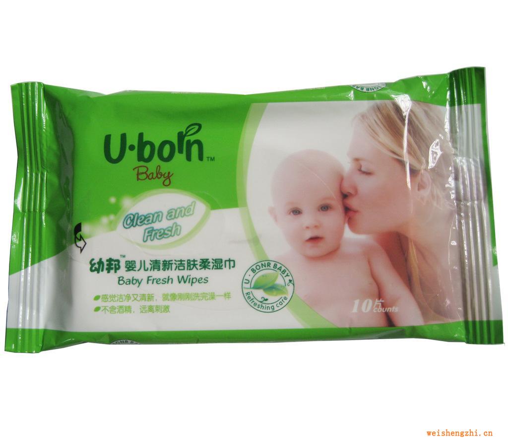 幼邦嬰兒清新潔膚柔濕巾批發10片裝高品質無紡布